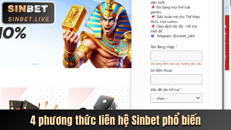 LIÊN HỆ SINBET - HỖ TRỢ NHANH CHÓNG TƯ VẤN NHIỆT TÌNH 1 4 PHUONG THUC LIEN HE SINBET PHO BIEN