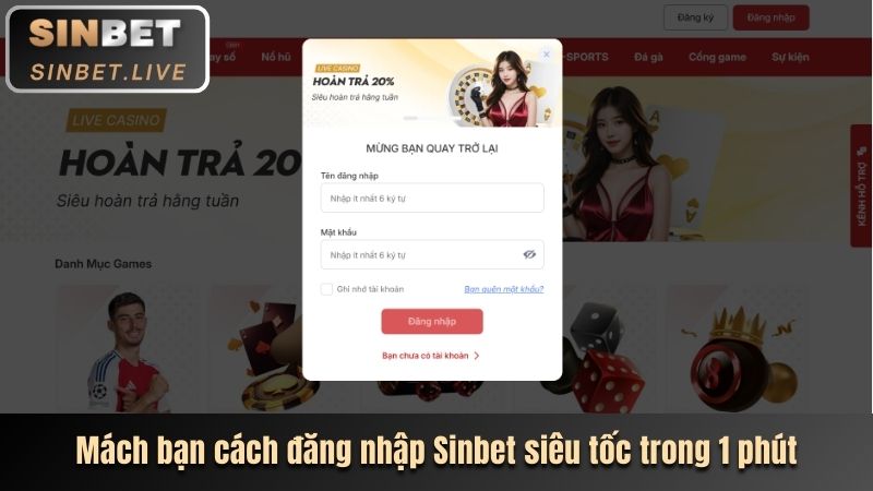 BÍ QUYẾT ĐĂNG NHẬP SINBET NHANH, DỄ VÀ KHÔNG BỊ LỖI 1 MÁCH BẠN CÁCH ĐĂNG NHẬP SINBET SIÊU TỐC TRONG 1 PHÚT
