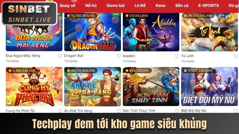 NỔ HŨ SINBET - JACKPOT ĐỈNH CAO, THƯỞNG LỚN BẤT TẬN 8.888K 6 TECHPLAY DEM TOI KHO GAME SIEU KHUNG