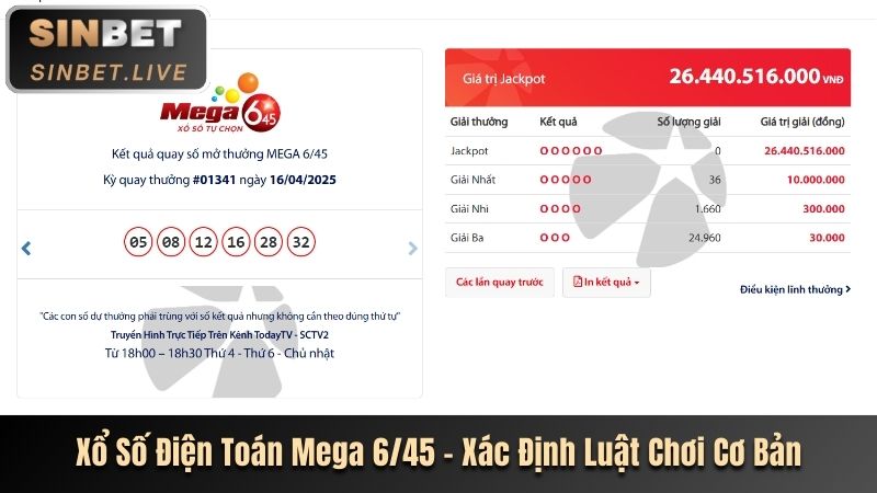 XỔ SỐ ĐIỆN TOÁN MEGA 6/45